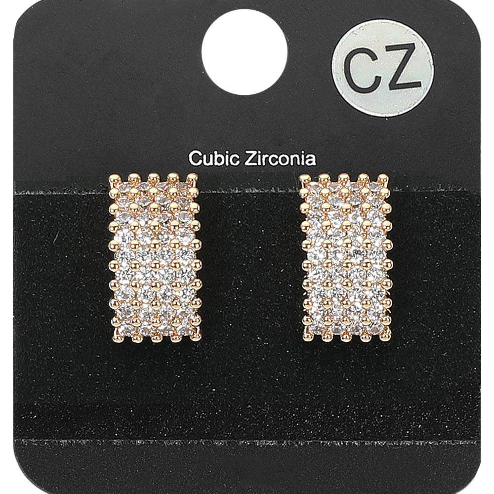 CZ Stone Paved Rectangle Evening Stud Earrings - Madeline Love - Flyclothing LLC