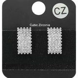 CZ Stone Paved Rectangle Evening Stud Earrings - Madeline Love - Flyclothing LLC