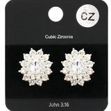 Cubic Zirconia Floral Crystal Stud Evening Earrings - Madeline Love - Flyclothing LLC
