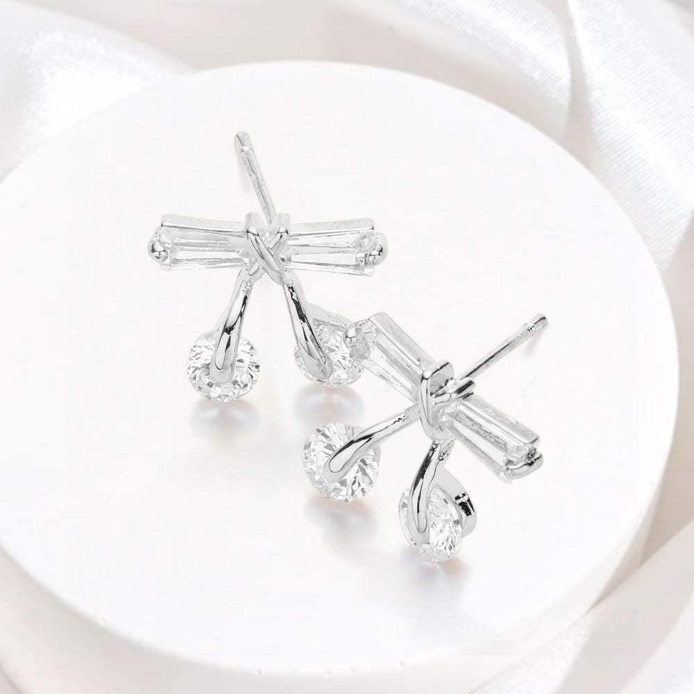 CZ Bow Stud Earrings - Madeline Love - Flyclothing LLC