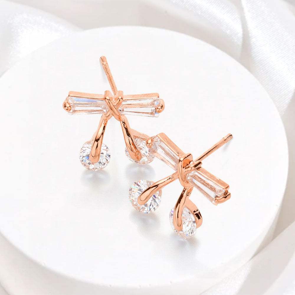 CZ Bow Stud Earrings - Madeline Love - Flyclothing LLC