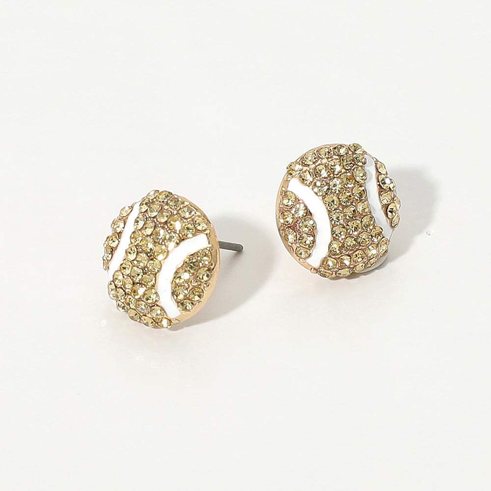 Rhinestone Pave Baseball Stud Earrings - Madeline Love - Flyclothing LLC