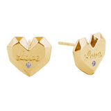 14K Gold Dipped LOVE Message CZ Stone Paved Stud Earrings - Madeline Love - Flyclothing LLC