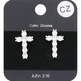CZ Stone Cross Stud Earrings - Madeline Love - Flyclothing LLC