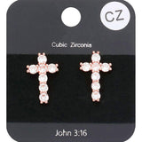 CZ Stone Cross Stud Earrings - Madeline Love - Flyclothing LLC