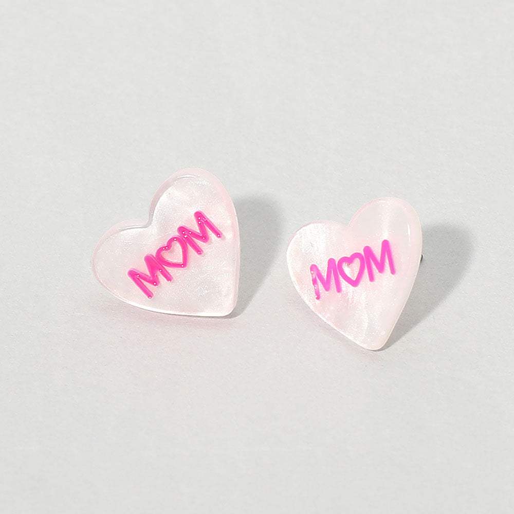 MOM Heart Stud Earrings - Madeline Love - Flyclothing LLC