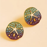Ombre Stone Paved Sand Dollar Stud Earrings - Madeline Love - Flyclothing LLC