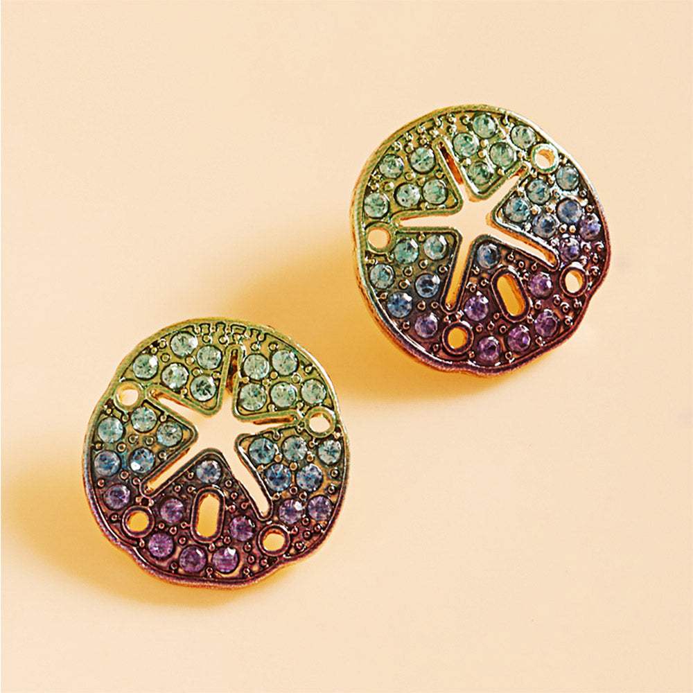 Ombre Stone Paved Sand Dollar Stud Earrings - Madeline Love - Flyclothing LLC