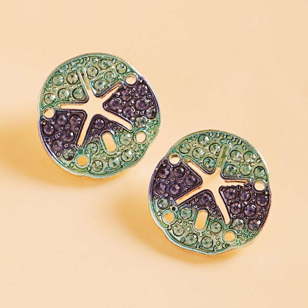 Ombre Stone Paved Sand Dollar Stud Earrings - Madeline Love - Flyclothing LLC