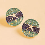 Ombre Stone Paved Sand Dollar Stud Earrings - Madeline Love - Flyclothing LLC