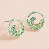 Stone Paved Colored Metal Wave Stud Earrings - Madeline Love - Flyclothing LLC