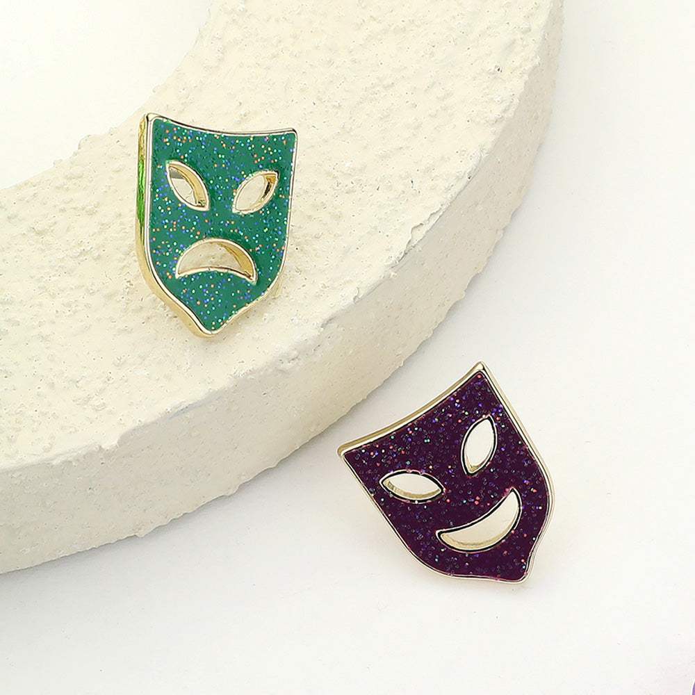 Glittered Enamel Mardi Gras Mask Stud Earrings - Madeline Love - Flyclothing LLC