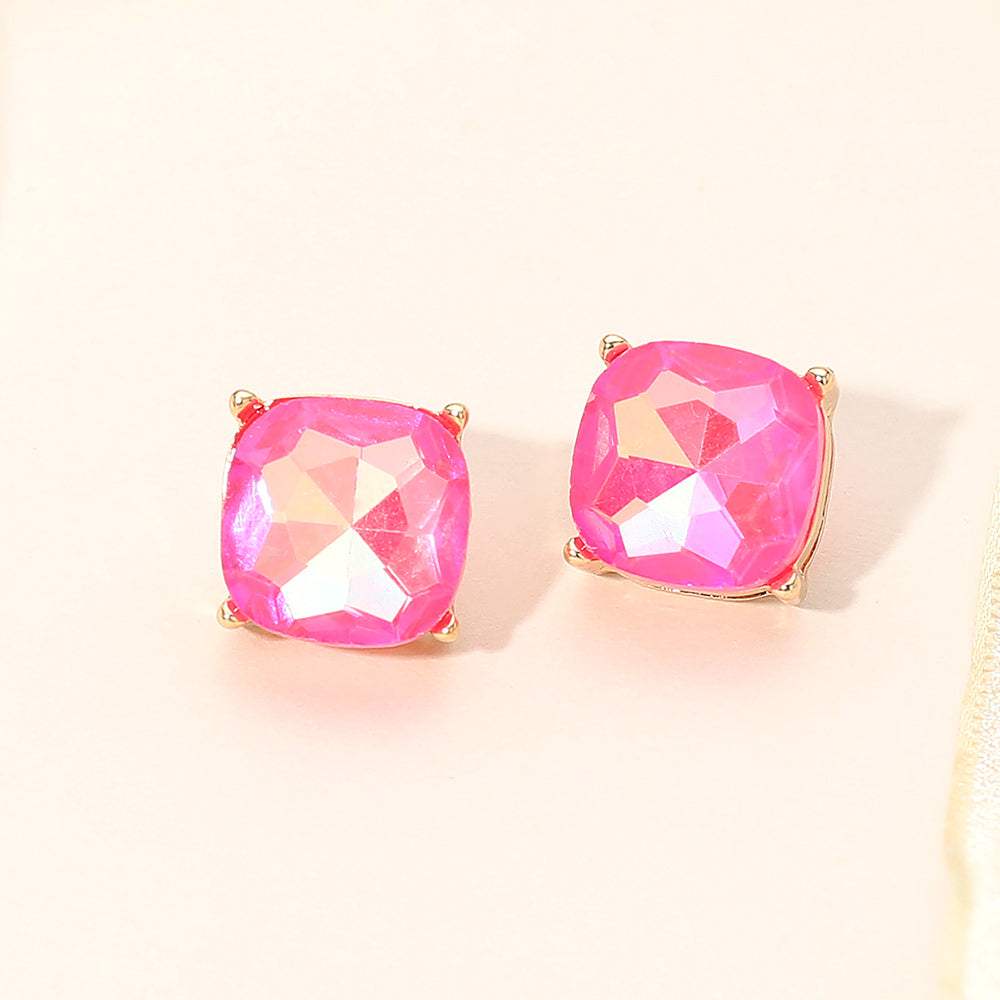 Square Cushion Stud Earrings - Madeline Love - Flyclothing LLC