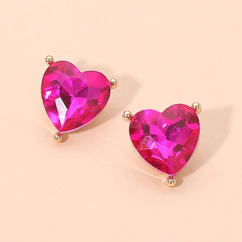 Faceted Heart Stone Stud Earrings - Madeline Love - Flyclothing LLC