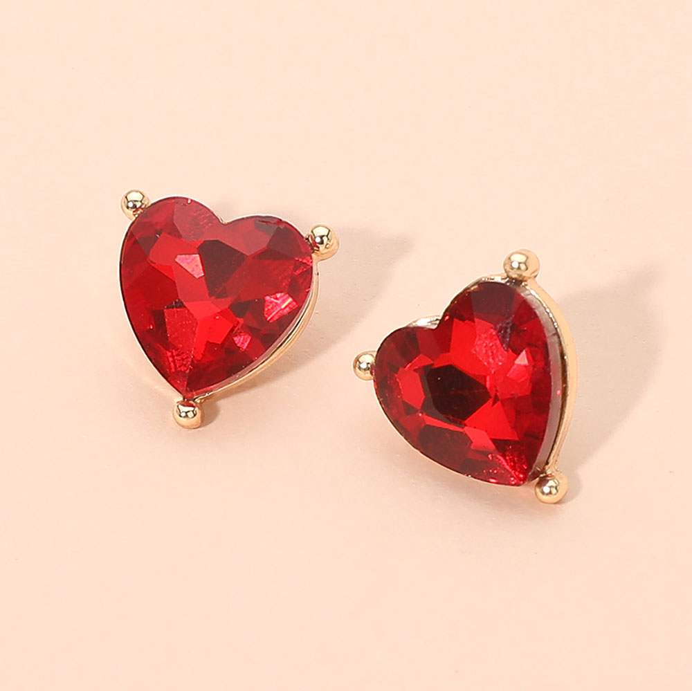 Faceted Heart Stone Stud Earrings - Madeline Love - Flyclothing LLC
