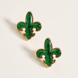 Sequin Mardi Gras Fleur de Lis Stud Earrings - Madeline Love - Flyclothing LLC