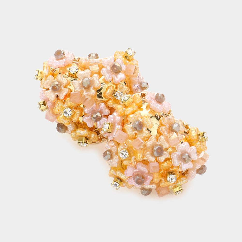 Flower Cluster Heart Stud Earrings - Madeline Love - Flyclothing LLC