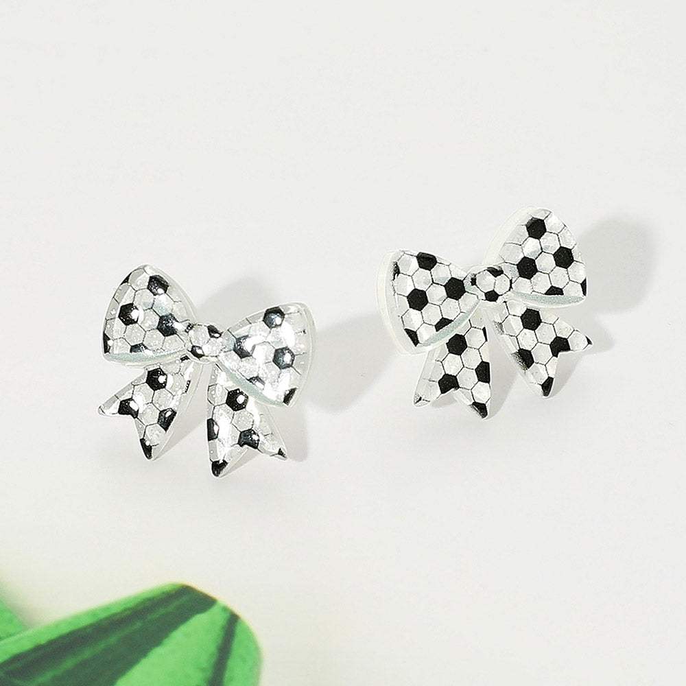 Resin Soccer Bow Stud Earrings - Madeline Love - Flyclothing LLC