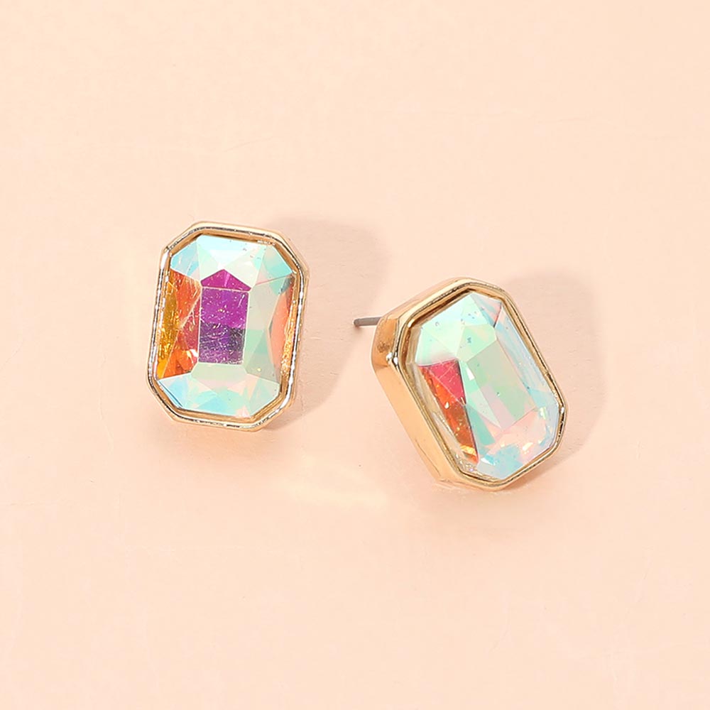 Geometric Stone Stud Earrings