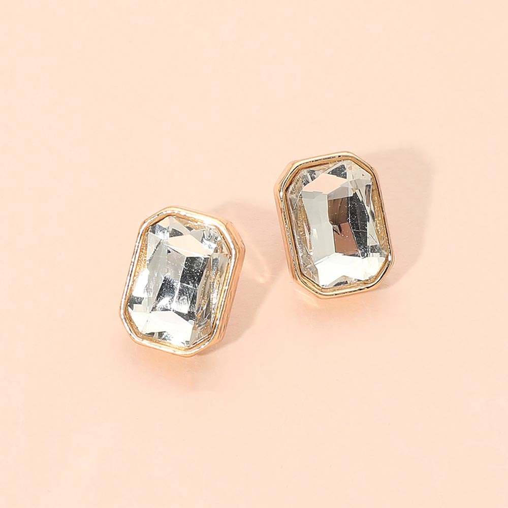 Geometric Stone Stud Earrings