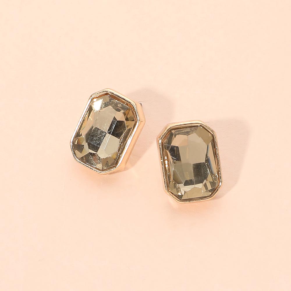 Geometric Stone Stud Earrings