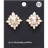 CZ Rectangle Stone Cluster Pointed Evening Stud Earrings - Madeline Love - Flyclothing LLC