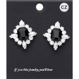 CZ Rectangle Stone Cluster Pointed Evening Stud Earrings - Madeline Love - Flyclothing LLC