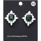 CZ Rectangle Stone Cluster Pointed Evening Stud Earrings - Madeline Love - Flyclothing LLC