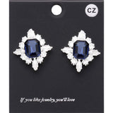 CZ Rectangle Stone Cluster Pointed Evening Stud Earrings - Madeline Love - Flyclothing LLC