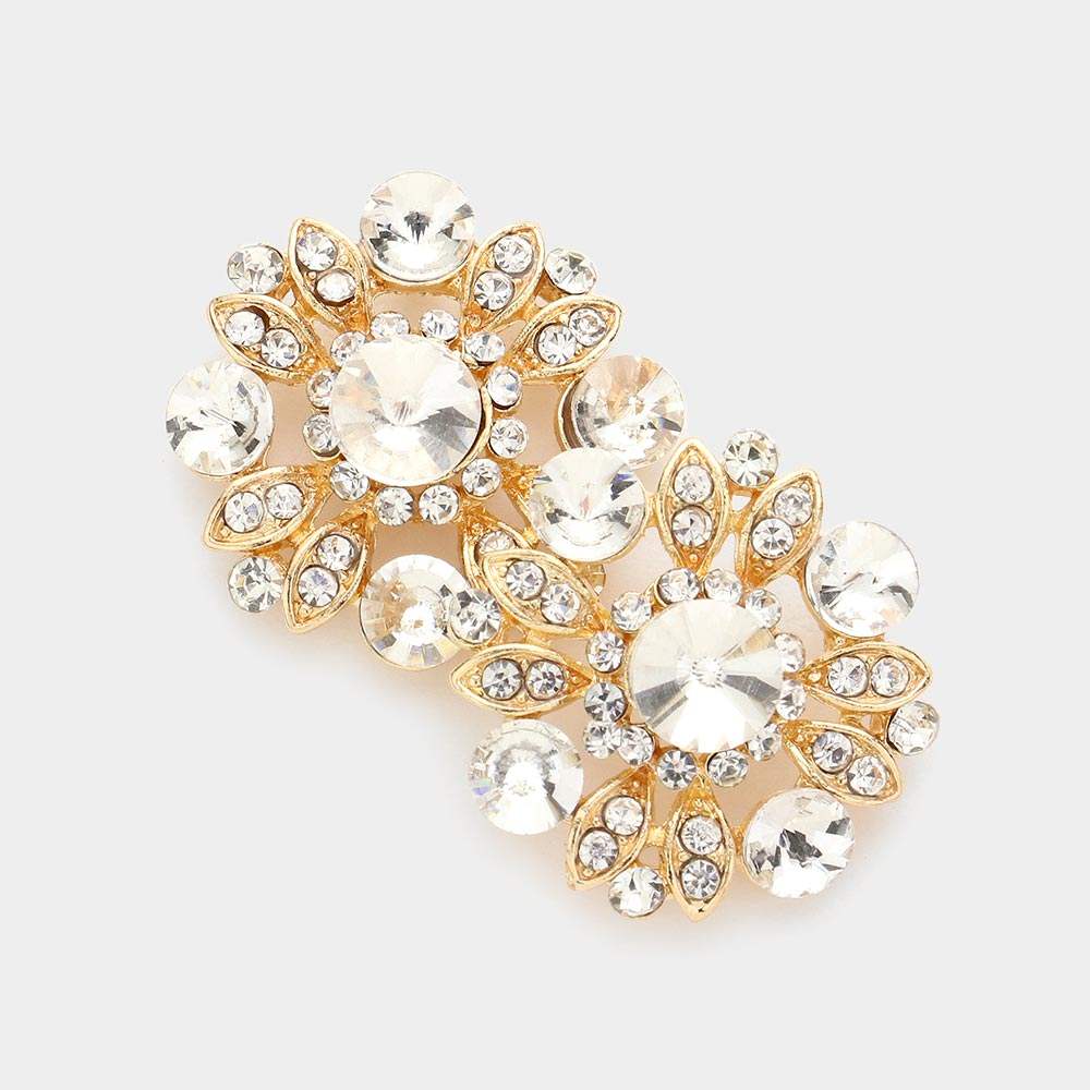 Floral Bubble Stone Embellished Stud Evening Earrings - Madeline Love - Flyclothing LLC