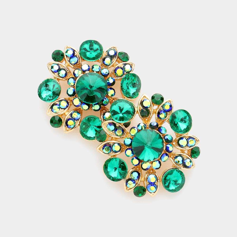 Floral Bubble Stone Embellished Stud Evening Earrings - Madeline Love - Flyclothing LLC
