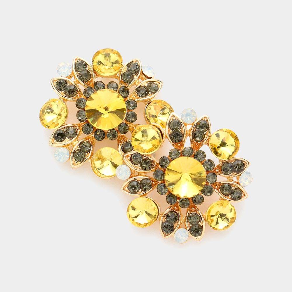 Floral Bubble Stone Embellished Stud Evening Earrings - Madeline Love - Flyclothing LLC