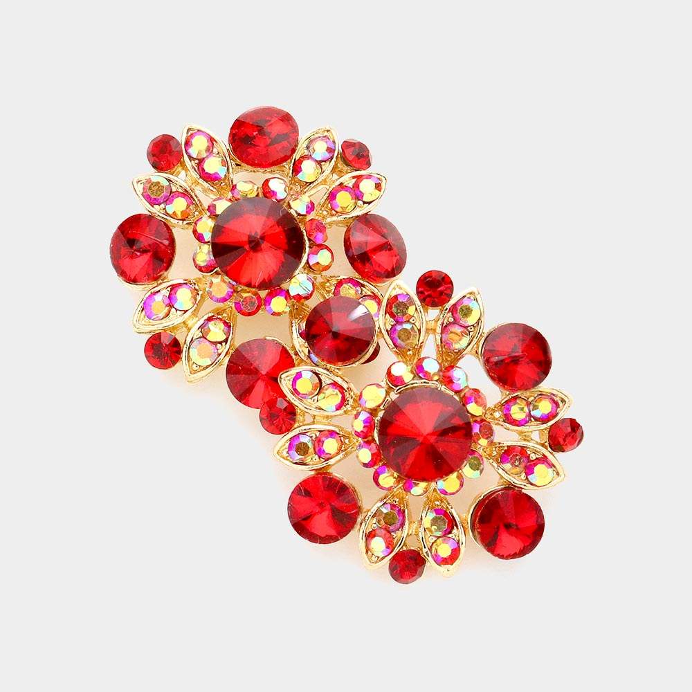 Floral Bubble Stone Embellished Stud Evening Earrings - Madeline Love - Flyclothing LLC