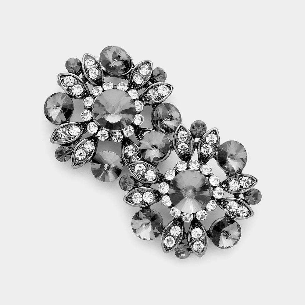 Floral Bubble Stone Embellished Stud Evening Earrings - Madeline Love - Flyclothing LLC