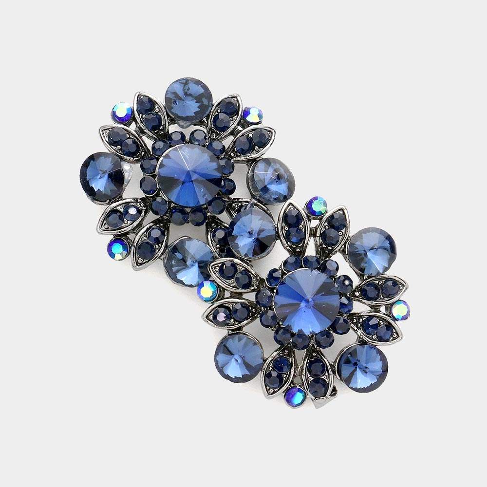 Floral Bubble Stone Embellished Stud Evening Earrings - Madeline Love - Flyclothing LLC