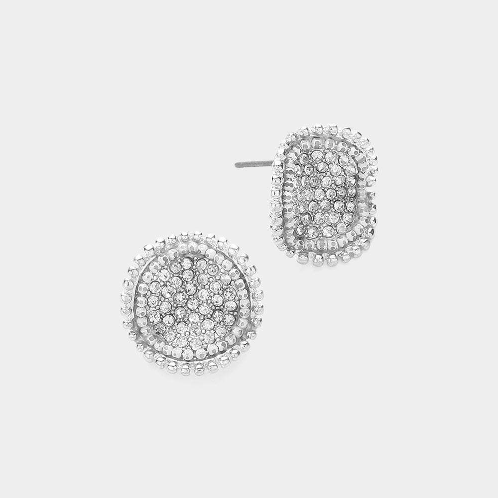 Rhinestone Cluster Crushed Round Stud Earrings - Madeline Love - Flyclothing LLC