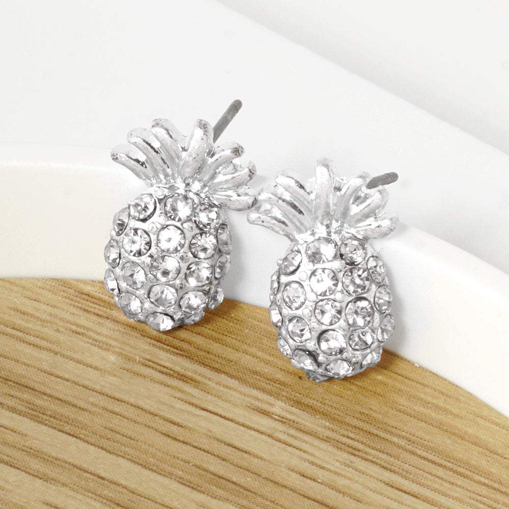 Crystal Pave Pineapple Stud Earrings - Madeline Love - Flyclothing LLC