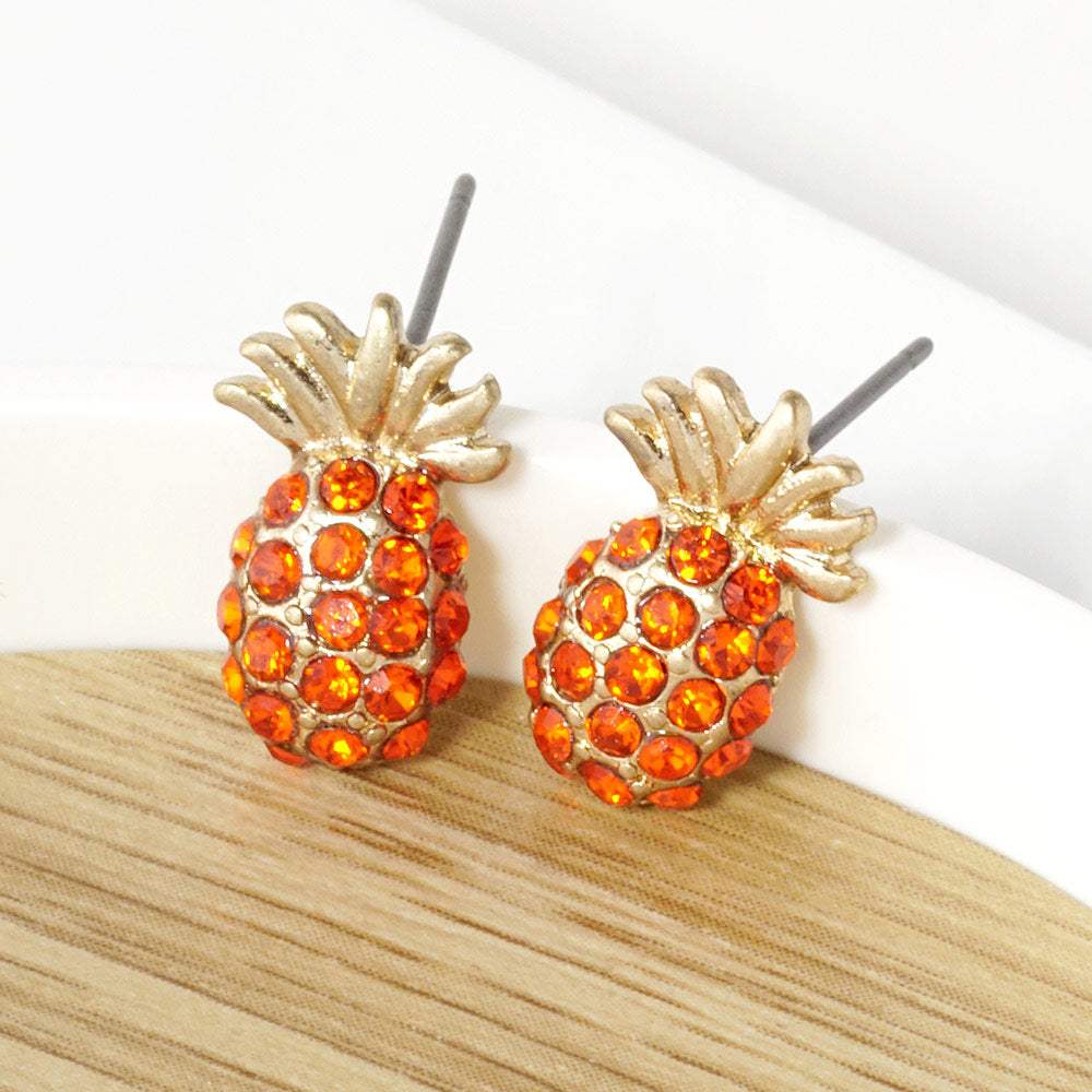 Crystal Pave Pineapple Stud Earrings - Madeline Love - Flyclothing LLC