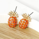 Crystal Pave Pineapple Stud Earrings - Madeline Love - Flyclothing LLC