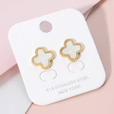 Stainless Steel Mother of Pearl Quatrefoil Stud Earrings - Madeline Love - Flyclothing LLC