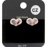 CZ Teardrop Accented Heart Stud Evening Earrings - Madeline Love - Flyclothing LLC