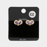 CZ Teardrop Accented Heart Stud Evening Earrings - Madeline Love - Flyclothing LLC