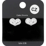 CZ Teardrop Accented Heart Stud Evening Earrings - Madeline Love - Flyclothing LLC