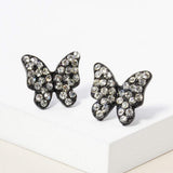 Rhinestone Paved Butterfly Stud Earrings - Madeline Love - Flyclothing LLC
