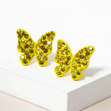Rhinestone Paved Butterfly Stud Earrings - Madeline Love - Flyclothing LLC