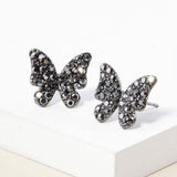 Rhinestone Paved Butterfly Stud Earrings - Madeline Love - Flyclothing LLC