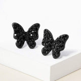Rhinestone Paved Butterfly Stud Earrings - Madeline Love - Flyclothing LLC