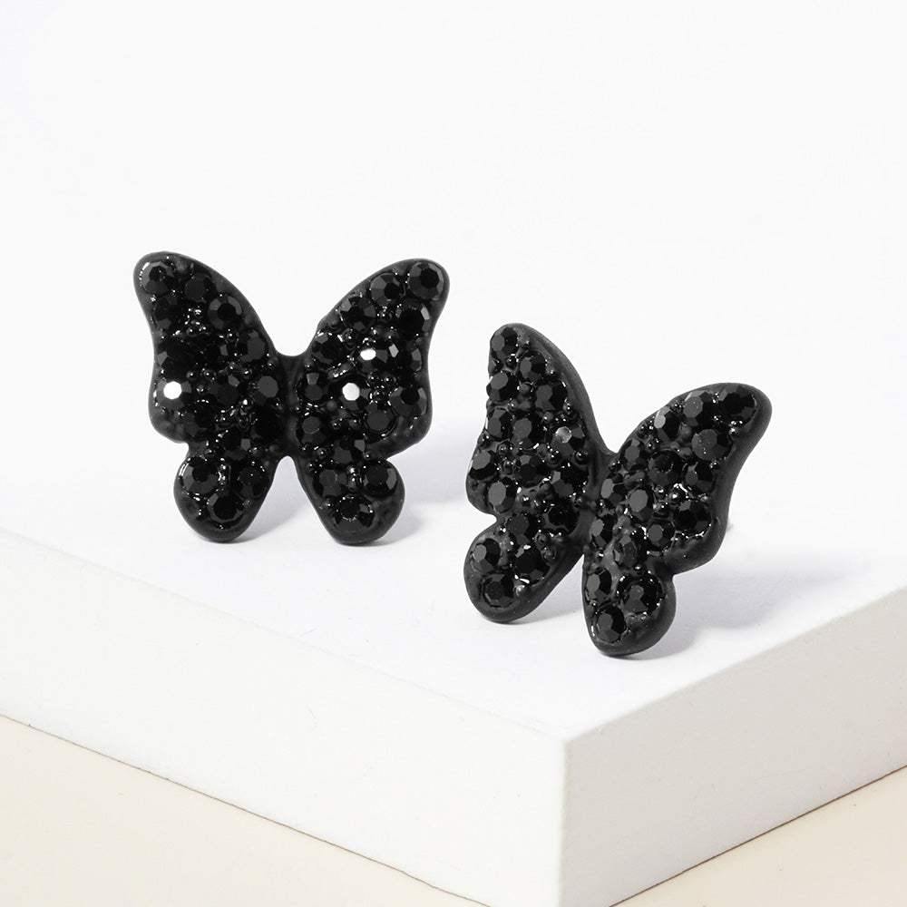 Rhinestone Paved Butterfly Stud Earrings - Madeline Love - Flyclothing LLC