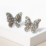 Rhinestone Paved Butterfly Stud Earrings - Madeline Love - Flyclothing LLC