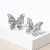 Rhinestone Paved Butterfly Stud Earrings - Madeline Love - Flyclothing LLC